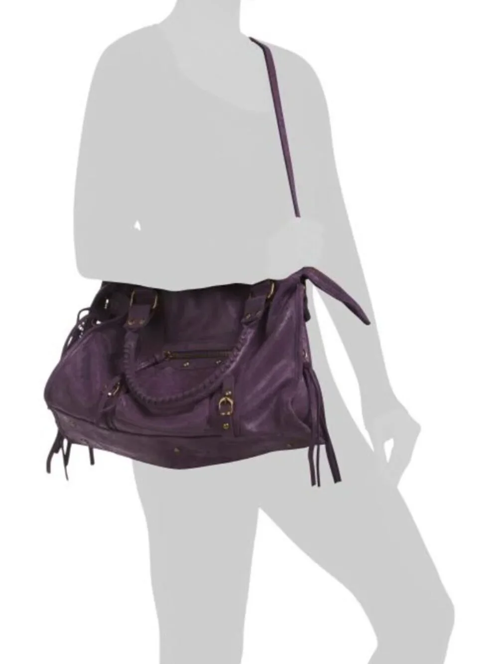 GAVE LUX Made In Italy Leather Large Satchel Brush Front Zip